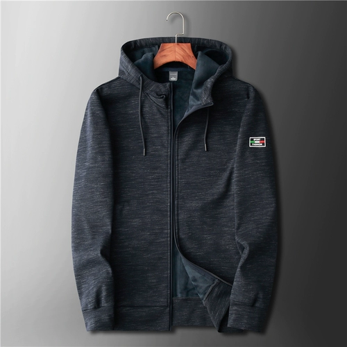 Демисезонная спортивная толстовка с капюшоном, кардиган для отдыха, футболка, флисовая удерживающая тепло трендовая куртка, увеличенная толщина