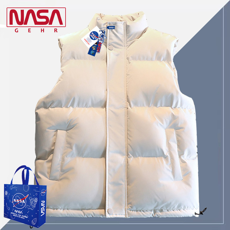 NASA joint American American waistcoat men's autumn and winter loose tide cards big code casual vest duvet cotton bread coat-Taobao