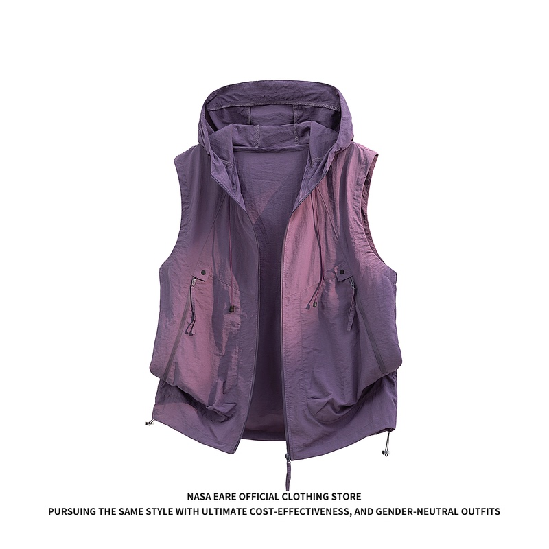 Nasab-Eare Functional Wind Vest for Men, Summer Outdoor Workwear, Hooded Quick-Drying Vest, Sun Protection Sleeveless Jacket