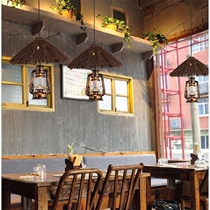 Chandelier Creative personality retro hand woven rattan craft luxury shop Restaurant Farmhouse LED retro horse lamp lamps