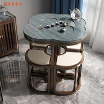 Combination small balcony tea table and chair Kung Fu tea solid wood Kung fu tea table small tea table new modern simple table