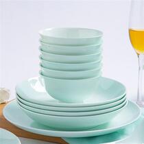 High-end Jingdezhen Celadon household ceramic rice bowl Chinese style tall bowl set 4610 ceramic bowls 45