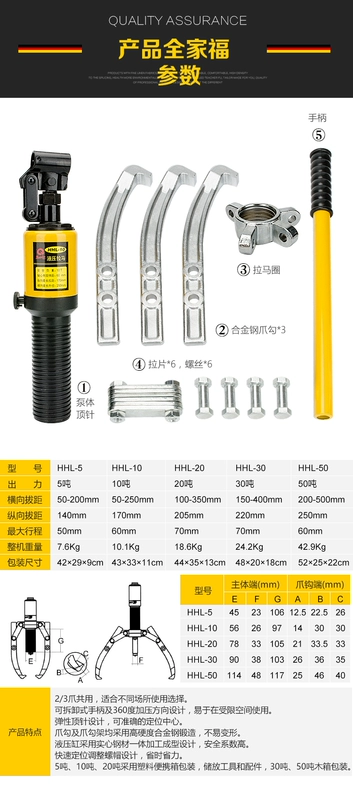 Huanhu HHL thủy lực puller ba móng vuốt phổ puller bên trong mang công cụ loại bỏ mã kéo đa chức năng