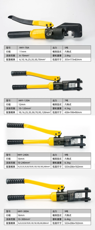 Kìm uốn thủy lực Huanhu HHY kìm thủy lực mũi đồng ép nguội nhà ga thợ điện kìm thủy lực đặc biệt cầm tay