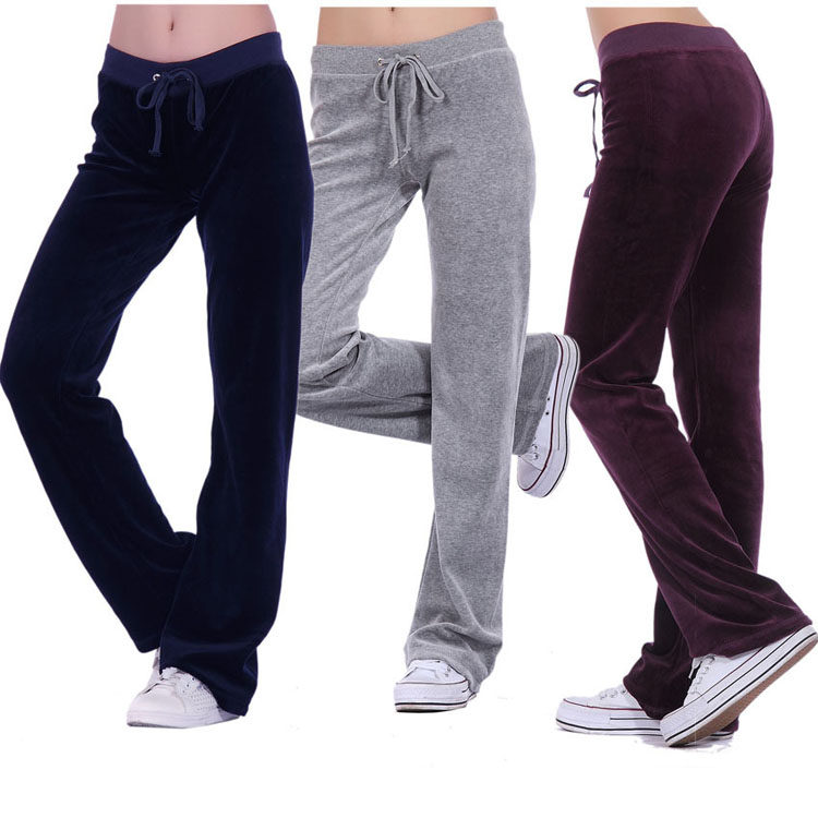 Spring and autumn new velvet casual sports trousers plus size fat mm ladies gold velvet pants student sweatpants