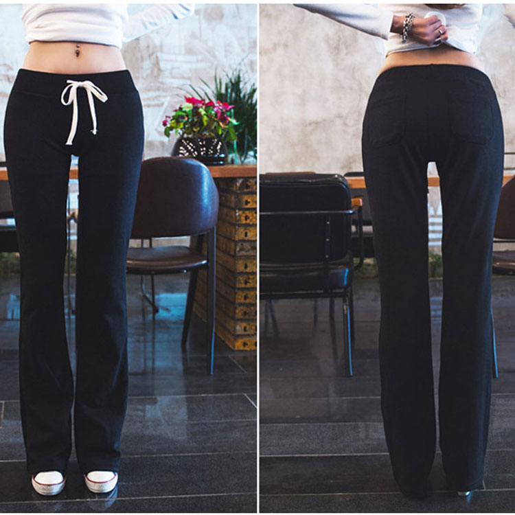 Korean version of pure cotton brushed micro flared pants women's autumn 2022 new students show thin long pants casual sports pants