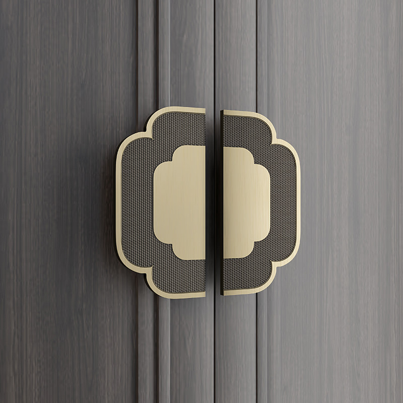 Door handle Chinese style antique copper glass door handle whole house custom wooden door handrail simple semi-circle door handle