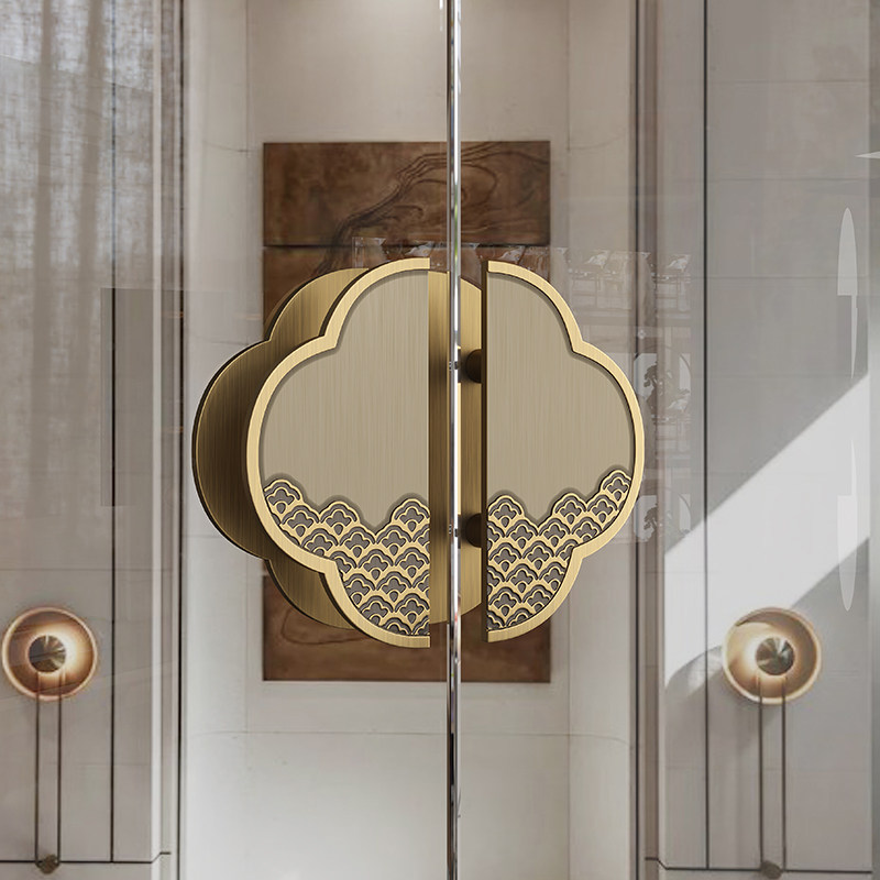 Glass door pulls hands on antique copper lucky star pulls wooden door handle office tempered glass door handle handle