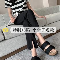 Open fork Western dress pants Women Summer thin section High waist display slim 145cm small sub-display high 80% casual smoke pipe pants