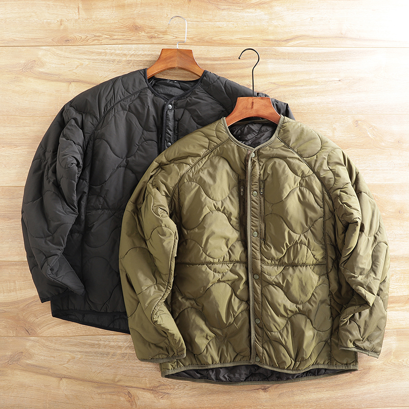 Japanese Style~ Lightweight and Warm! Autumn and Winter Couple's Men's Casual Outdoor Windproof Quilted Cotton Jacket Without Collar Trendy