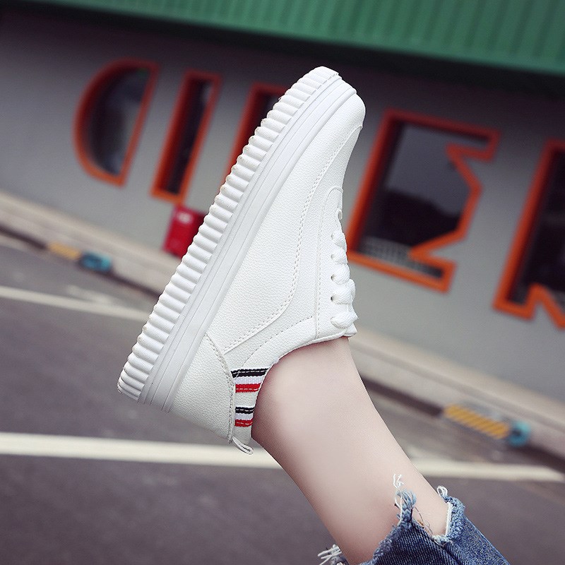 women sneakers pu white shoes fashion lace up female sneaker