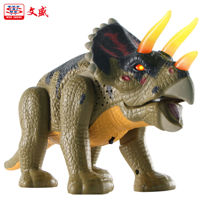 Wensheng WS5301 dinosaur toy children's electric simulation animal model triceratops can walk toy set