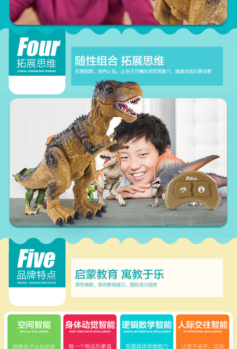Wensheng WS5332 Đồ chơi khủng long Xịt lớn Tyrannosaurus Điều khiển từ xa Mô phỏng Động vật Mô hình Đồ chơi Trẻ em đồ chơi con nít
