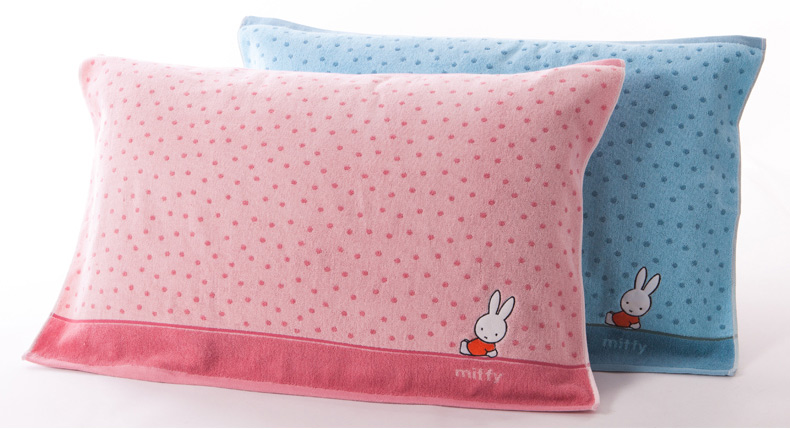 Khăn choàng lông thỏ vàng Miffy mềm thấm nước cotton satin thêu cao cấp đôi mẫu châu Âu áo gối lụa
