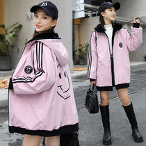 Girl coat autumn and winter clothing 2021 new childrens foreign style 12 Middle Child Net red 15-year-old girl plus velvet windbreaker