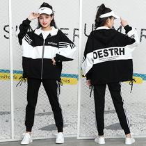 Female children sports suit 2021 autumn new 12-15 years old middle and Big Boy 13 girls foreign style autumn two-piece set