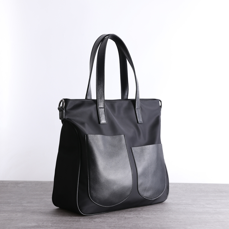 European and American High-End Nylon Oxford Cloth with Leather Large-Capacity Single-Shoulder Crossbody Dumpling Bag for Women, Commuter Handbag, Laptop Bag