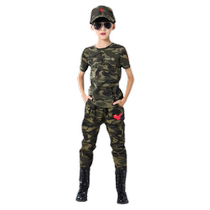 Childrens camouflage suit boys autumn Wolf Warrior special forces childrens clothing outdoor short-sleeved summer clothes police performance clothes