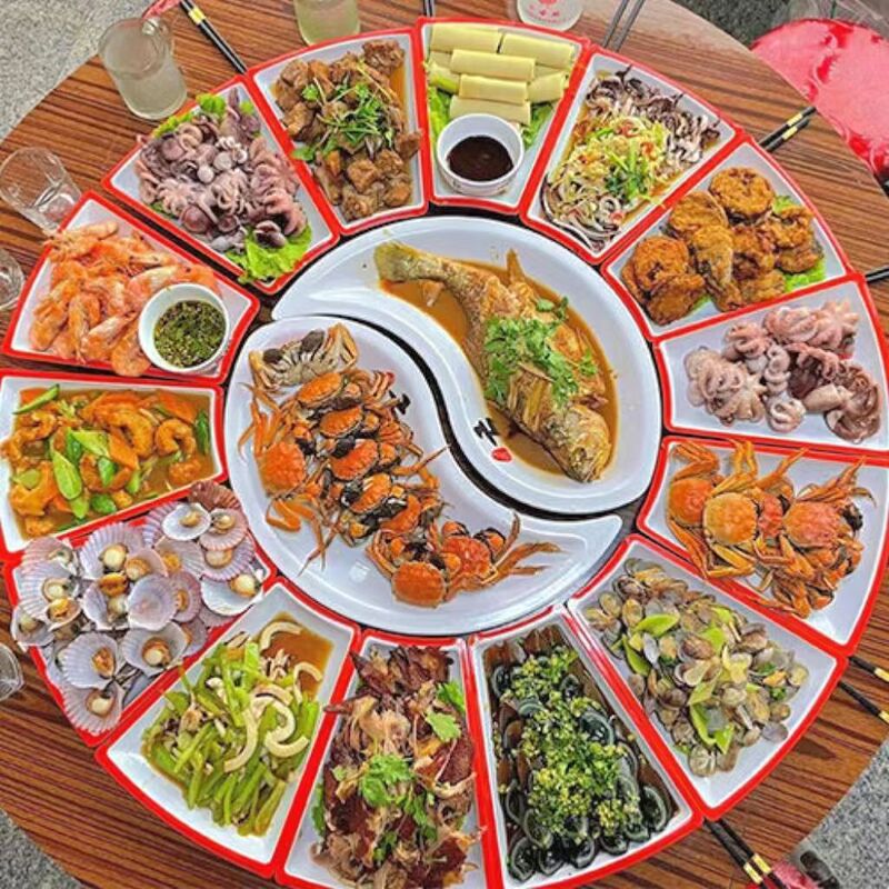 New Year's Eve Family Platter Combination Round Rotating Plate Mobile Plate Household Round Table Banquet Tableware Set Gathering Plate
