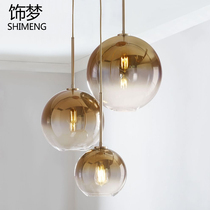 Restaurant chandelier Nordic light and luxurious living room modern minimalist dining room Round Ball Port Style Terrace Net Red Bedroom Headboard Lamp