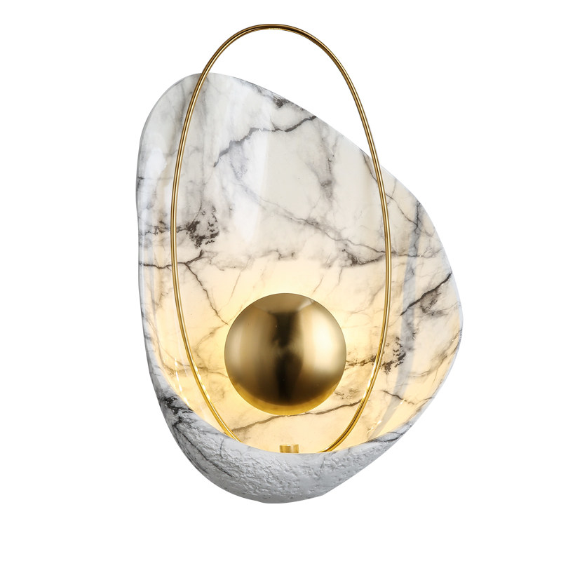 Nordic minimalist full copper shell wall lamp led bedroom bedside headlights Creative aisle living room background wall light and luxurious wall lamp