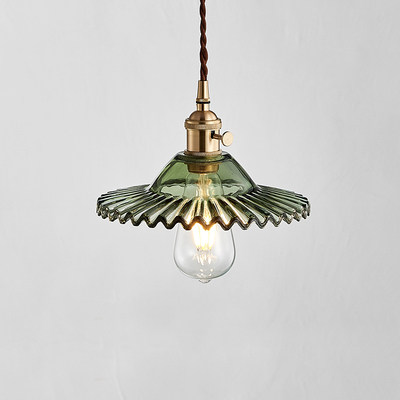 Day-style retro brass engraving glass bar Hanging Lamp Nordic Bedrooms Bedside Dining Hall Genguan Extremely Brief Folk Lamps