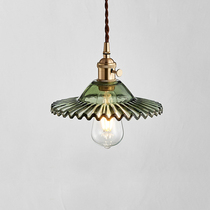 Day Style Retro Brass Engraving Glass Bar Desk Chandelier Nordic Bedroom Bedside Restaurant Xuanguan Extremely Simple Folk Lamp