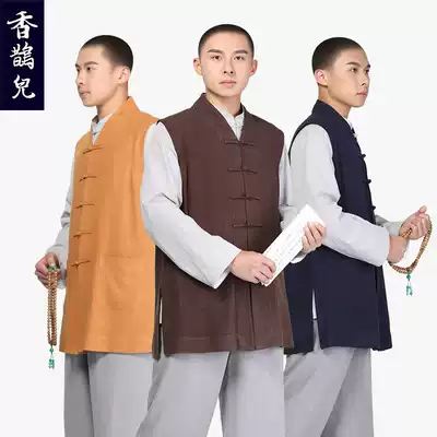 Monk clothing male Jialan gown spring and autumn linen vest vest small gown clothing monk clothing monk clothing monk male monk
