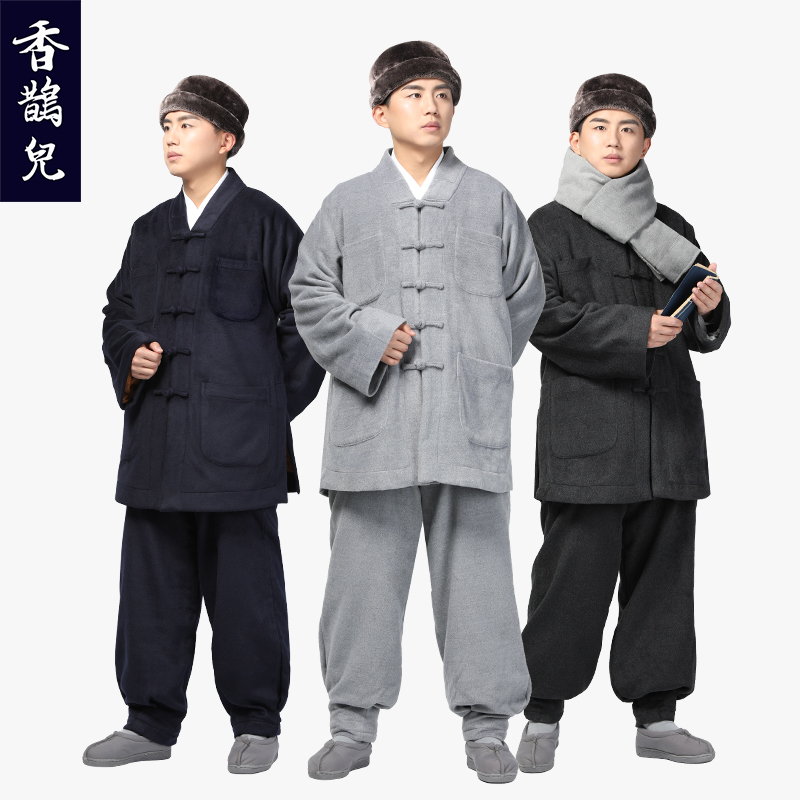 Two-piece suits of dual plush clothes and clothes for monks and clothes for thickening monk clothes for winter