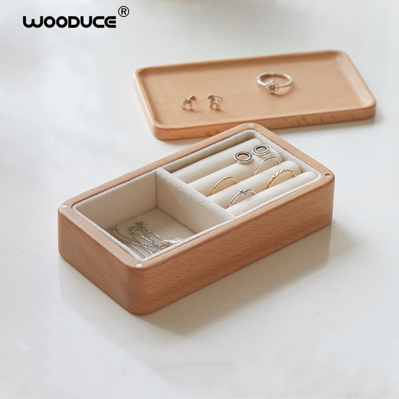 WOODUCE Wooden Jewelry Containing Box Small Earrings Earrings Necklace Necklace With Portable Travel Carry-on