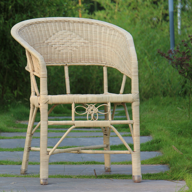 Liangshun hand-woven white rattan chair enlarged old man chair natural Indonesian rattan chair outdoor office leisure chair