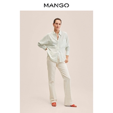 женская рубашка mango女装衬衫2022春夏新款设计感小众口袋织纹时尚休闲衬衫