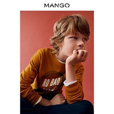Толстовка детская 【转季下架】mango男童2020秋冬新款棉质文字圆领长袖松紧边卫衣