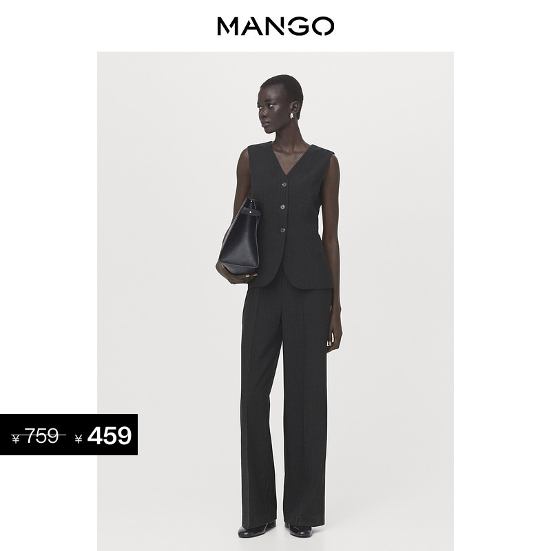 Discount Exclusive Mango Women's Jumpsuit 2026 Autumn New V-Neck Sleeveless Vertical Striped Suit Jumpsuit