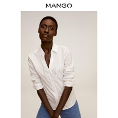 женская рубашка mango女装衬衫2020秋冬新款迷你印花长袖衬衫