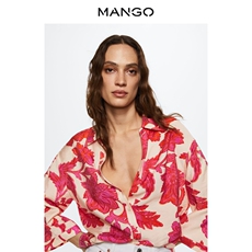 женская рубашка mango女装衬衫2022秋冬新款潮流轻欧美风时尚花朵印花飘逸衬衫