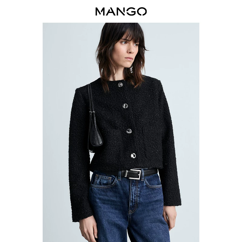 Куртка MANGO для пуховик, бархатные украшения, стиль Chanel