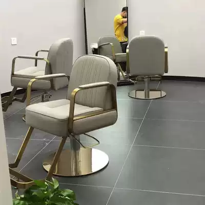 Hairdressing shop chair hair salon special shop hair cutting chair rotating hydraulic lifting stainless steel armrest chair