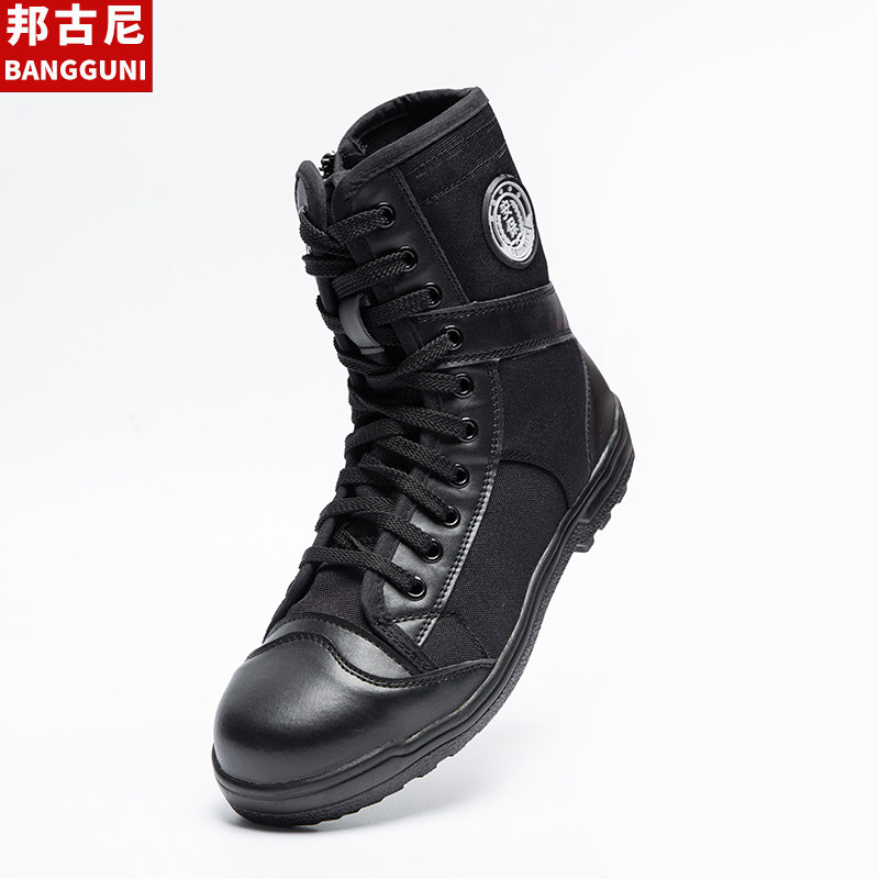 Summer Security Shoes Mesh Breathable Combat Boots Male Autumn Winter Plus Suede Training Shoes Spring Autumn Canvas High State Combat Training Shoes