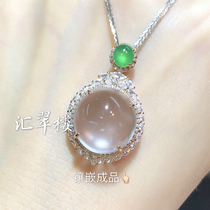 Jade inlaid custom 18K gold inlaid jade high ice egg face pendant Glass seed ring face pendant