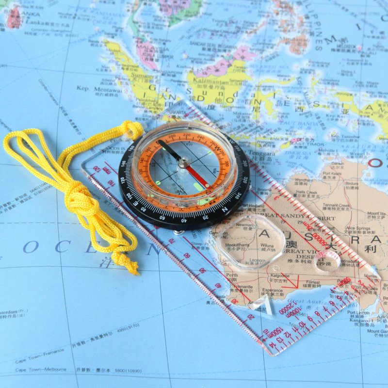 Multi-function orienteering compass North Compass Fluorescent scale compass Outdoor camping self-driving tour