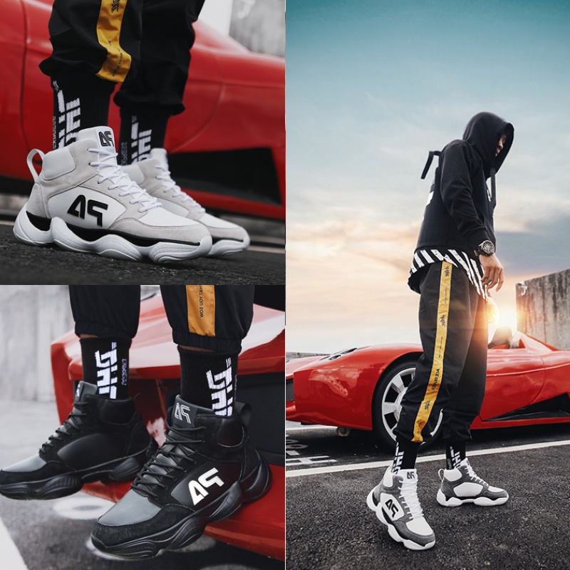 High Cylinder Shoes Two Cotton Shoes Men Winter Gush Warm Casual Running Shoes Students Sports Basketball Hip-hop Shoes