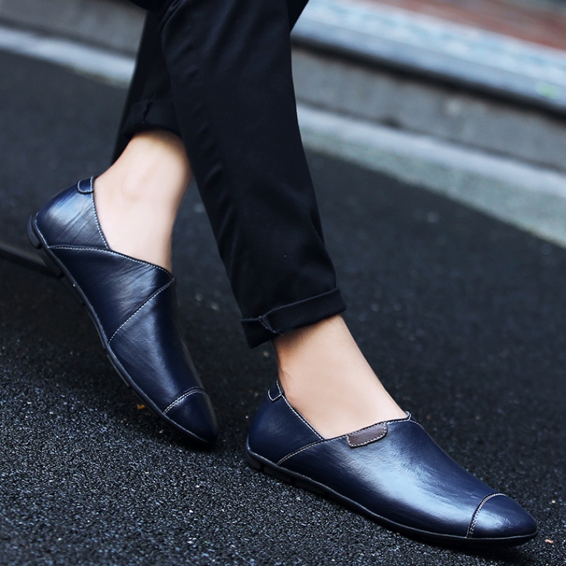Leather shoes Men's Inn Summer 2022 New Tide Shoes Han Edition Fashion 100 Hitch Casual Male Shoe Cover Feet Sloth Bean Shoes