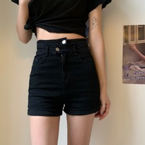 Summer new black high waist thin hot girl tight jeans slim super shorts pants hot pants women spring and autumn