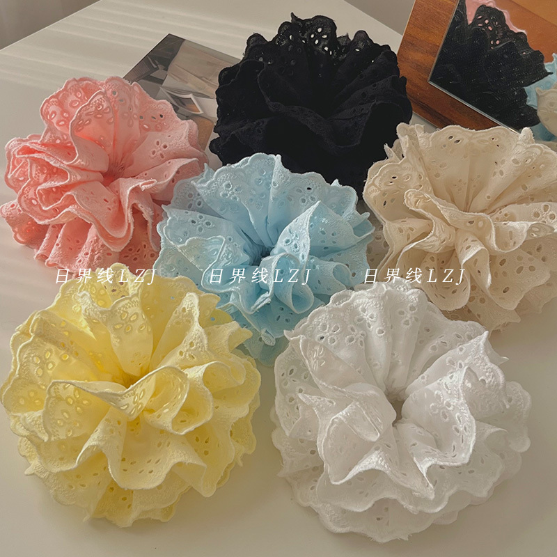 Just Tie It Once, 4-Layer Lace Scrunchie for a Fluffy, Three-Dimensional Bun, Ponytail, Braided Hair, Floral Hair Accessory, Hair Tie Just Tie It Once, 4-Layer Lace Scrunchie for a Fluffy, Three-Dimensional Bun, Ponytail, Braided Hair, Floral Hair Accessory, Hair Tie