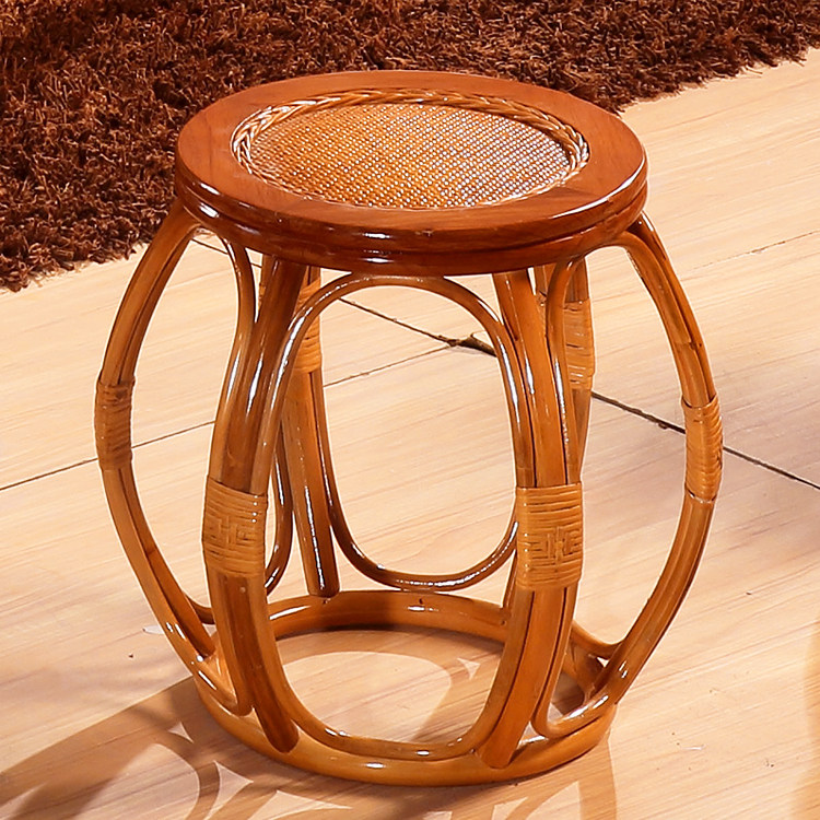 Rattan upscale imitation ancient vine art stool solid wood changing shoes stool rattan wooden stool rattan professional rattan professional rattan furniture
