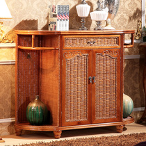 Southeast Asian style Indonesian rattan furniture Fujiwood Shoe cabinet Double door Shoe cabinet Rattan Shoes Cabinet Suk Guan Cabinet Hall Cabinet