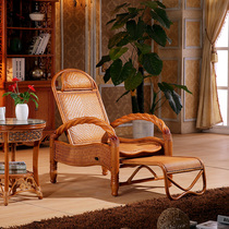 Rattan-knitted casual chair outdoor solid wood rattan chair real rattan chair Sleeping Chair Adjustable Beach Chair Folding Lunch Break Chair