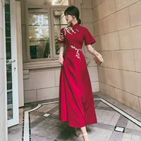 Традиционный свадебный наряд Сюхэ, ципао, красное цветное вечернее платье, летняя юбка, китайский стиль, изысканный стиль