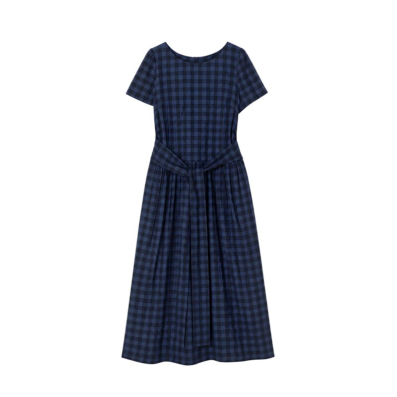 2026 Tame Time New Summer Style Bubble Cotton Plaid Short-Sleeved Dress 2026 Tame Time New Summer Style Bubble Cotton Plaid Short-Sleeved Dress